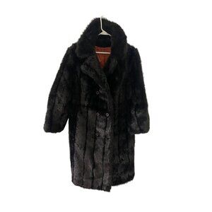 Vintage Union Women's Faux Fur Long Button Front Coat - Large